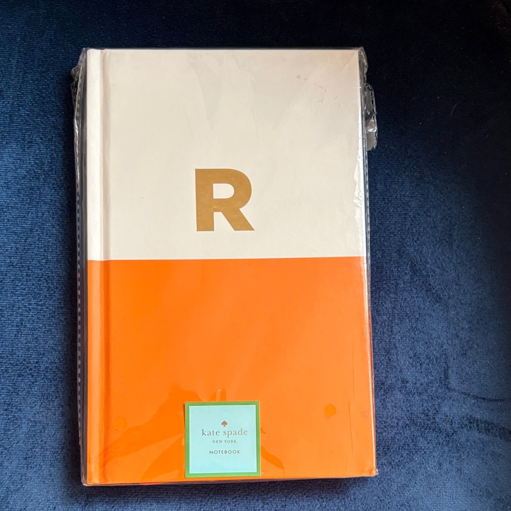 Kate Spade Dipped Initial Notebook Journal "R" Orange & Cream with Gold Letter